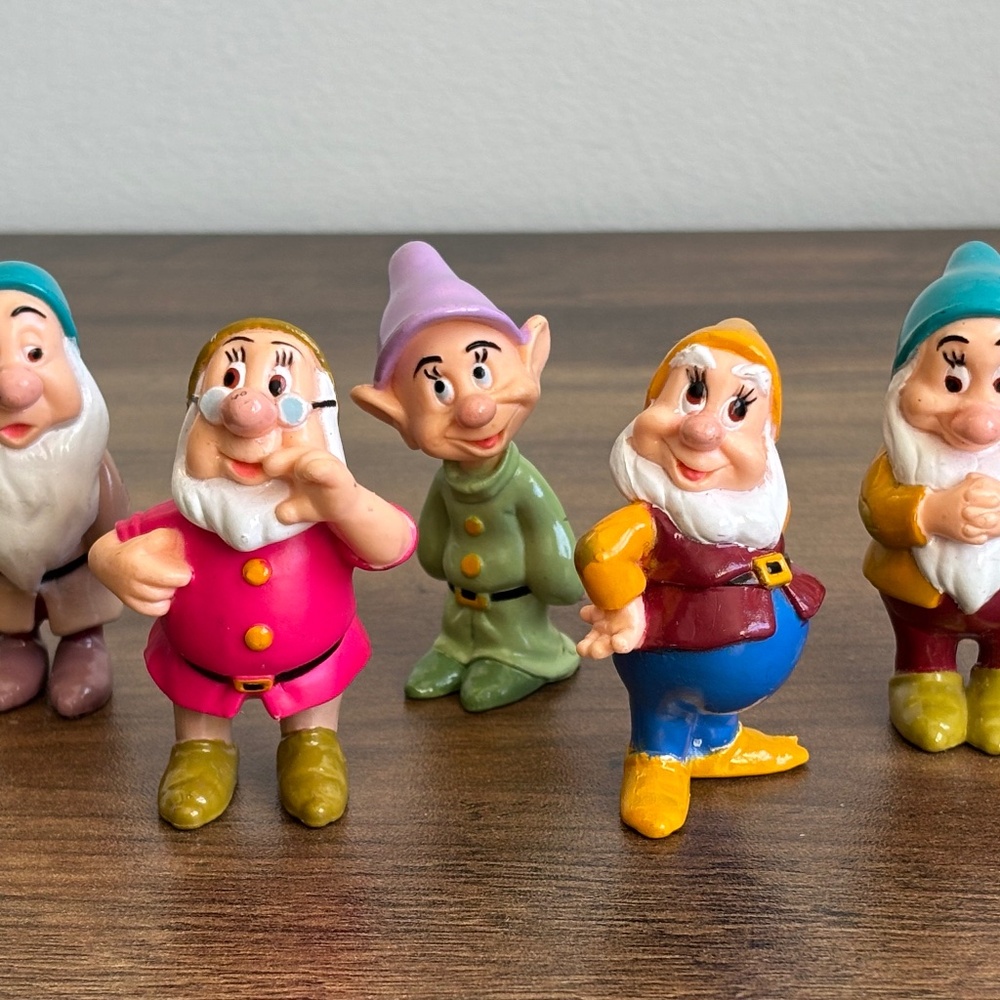 VINTAGE 1993 DISNEY Snow White Seven Dwarves toy figures Mattel Cake Toppers x 5